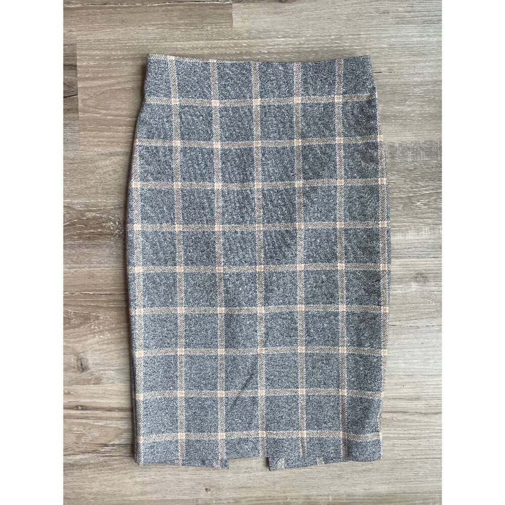 Express Grey & Beige Plaid Pencil Skirt Size XS